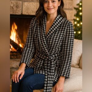 Houndstooth Black and White Cardigan Sweater